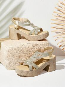 Styleloop Women Woven Platform Sandals, Natural Boho Style Suitable For Beach, Party, Outing, Pair With Dress Or Casual Pants - Brown - View 2