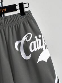 SHEIN 男童宽松针织图案短裤 - 灰色 - 查看 4