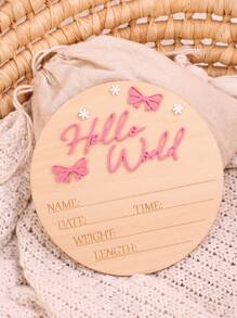 SHEIN Newborn Baby Birth Ceremony Photography Set Newborn Announcement Sign Hello World Newborn Girl Sign Baby Girl Newborn Announcement Fall Winter - Multicolor - View 3
