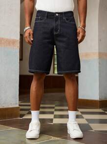 RivetRise 男士宽松休闲百慕大牛仔短裤，带口袋
