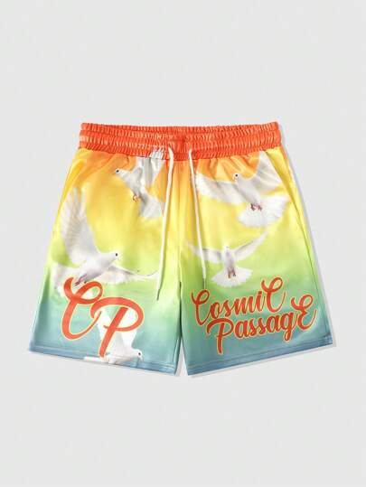 Goth Shorts con stampa di uccelli per uomo