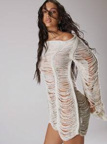 MUSERA Extreme Distressed Knit Mini Dress Spring, Summer, Holiday, Vacation, Ibiza Outfit, Festival, Rave Outfits, Cool Girl, Shipwrecked Beach