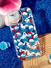 The Smurfs X SHEIN 耐用、时尚、有趣的手机壳 - 全印花保护壳设计，兼容 ，透明手机壳 - 彩色 - 查看 5