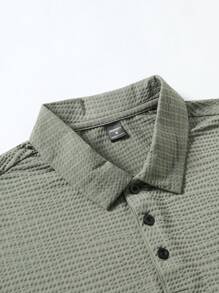 Manfinity Homme Camisa polo de manga corta de hombre de verano de color liso y textura de malla