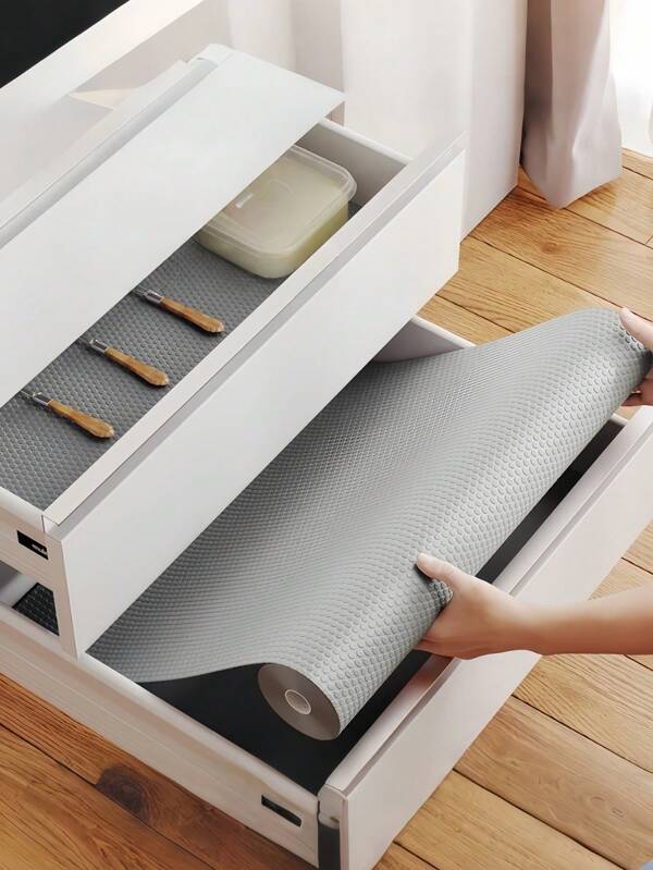 SHEIN Transparent Grey Shelf Liner,Small Non-Slip Cabinet Liner ,Clear Non-Adhesive Drawer Liner,EVA Waterproof Refrigerator Liner,Easy To Cut Cupboard Liner For Shelves,Desk,Cabinet,Kitchen,Shelf Mats.
