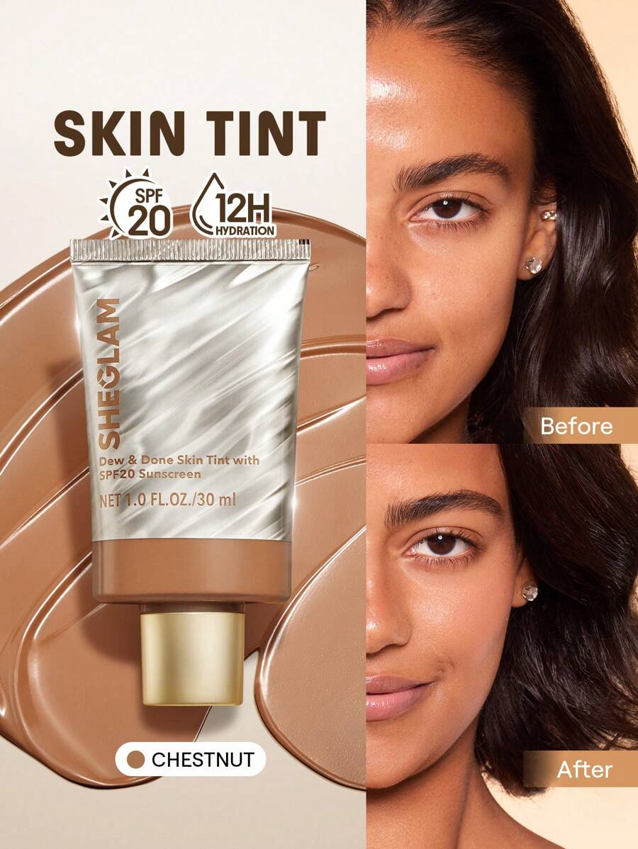 SHEGLAM Dew & Done Spf20輕薄粉底-Chestnut 品牌 美容 化妝 化妝品 適合女性與女孩 完美搭配夏季春季 Y2K 時尚 流行 生日 母親節禮物 假期 派對準備就緒 最佳顏色 - Chestnut - 查看 1