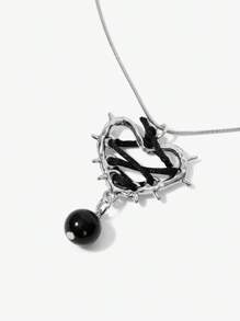 SHEIN ICON Retro Niche Dark Gothic Style Sexy Girl Thorn Heart Ribbon Multilayer Snake Bone Necklace