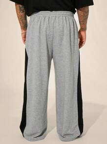 EASEVO Men's Plus Size Casual Black And Gray Loose Knit Long Pants - Grey - View 4