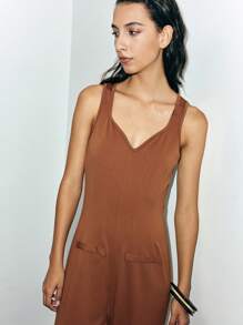 Lumivelle Women's Summer Solid Color Sleeveless Casual Jumpsuit For Everyday & Commuting