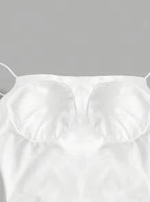 SHEIN Essnce 两件套水钻蝴蝶结装饰女士露脐吊带背心套装，带胸垫，适合夏季，水钻装饰，蝴蝶结肩带，内置胸罩 - 彩色 - 查看 7