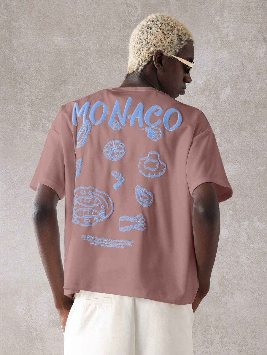 SUMWON Camiseta informal de playa de Mónaco para el verano, con gráfico, estilo holgado y acampanado - Rosa - Ver 1