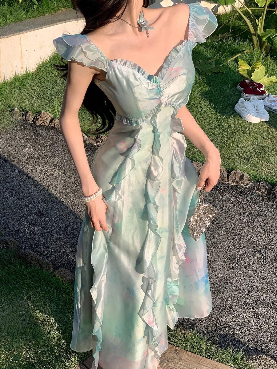DAZY 新款优雅长裙，适合女士度假、夏季旅行穿着 - 藍色 - 查看 1
