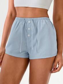 Hanevo New Fashion Summer Casual Striped Shorts For Women Sportwear For Daily Wear - Blue - View 3