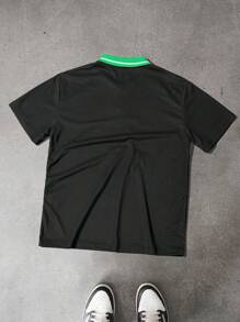 Aesthetic Post--Men's Printed Polo Shirt, Fashionable For Summer - Black - View 2