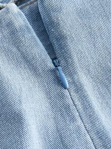 SHEIN MOD MOD Women's Pleated Asymmetric Hem Short Casual Denim Mini Skirt Summer