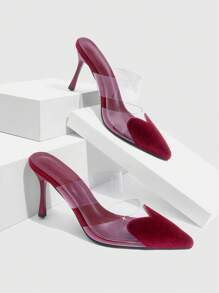CUCCOO SZL Women's Fashionable Elegant Pointed Toe High Heel Pumps For Christmas - Burgundy - View 2