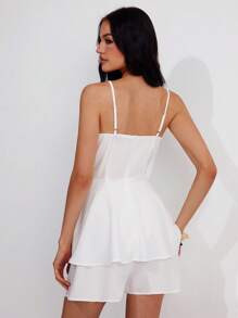 Roylia Women's Casual Sleeveless Ruffled Strap Romper Jumpsuit, Sweet & Cute Beach Holiday Outfit - White - View 2