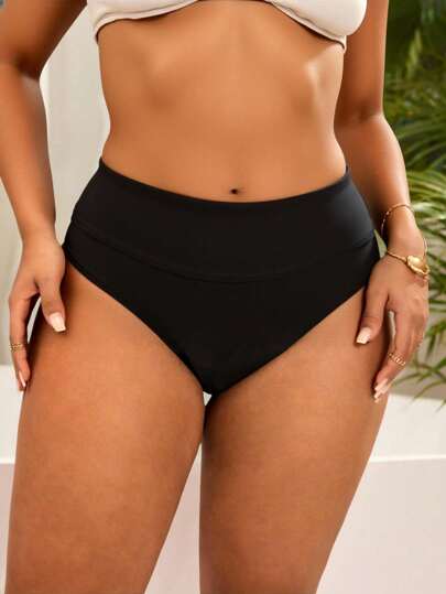 Swim Chiccia Summer Beach Plus Solid High Waisted Bikini Bottom