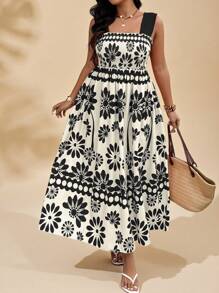 Sunserae Vestido de verano de talla grande, sencillo y a la moda, con estampado