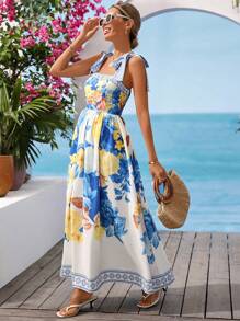 Vivid Eden 女士细肩带连衣裙，夏季时尚 - 彩色 - 查看 3