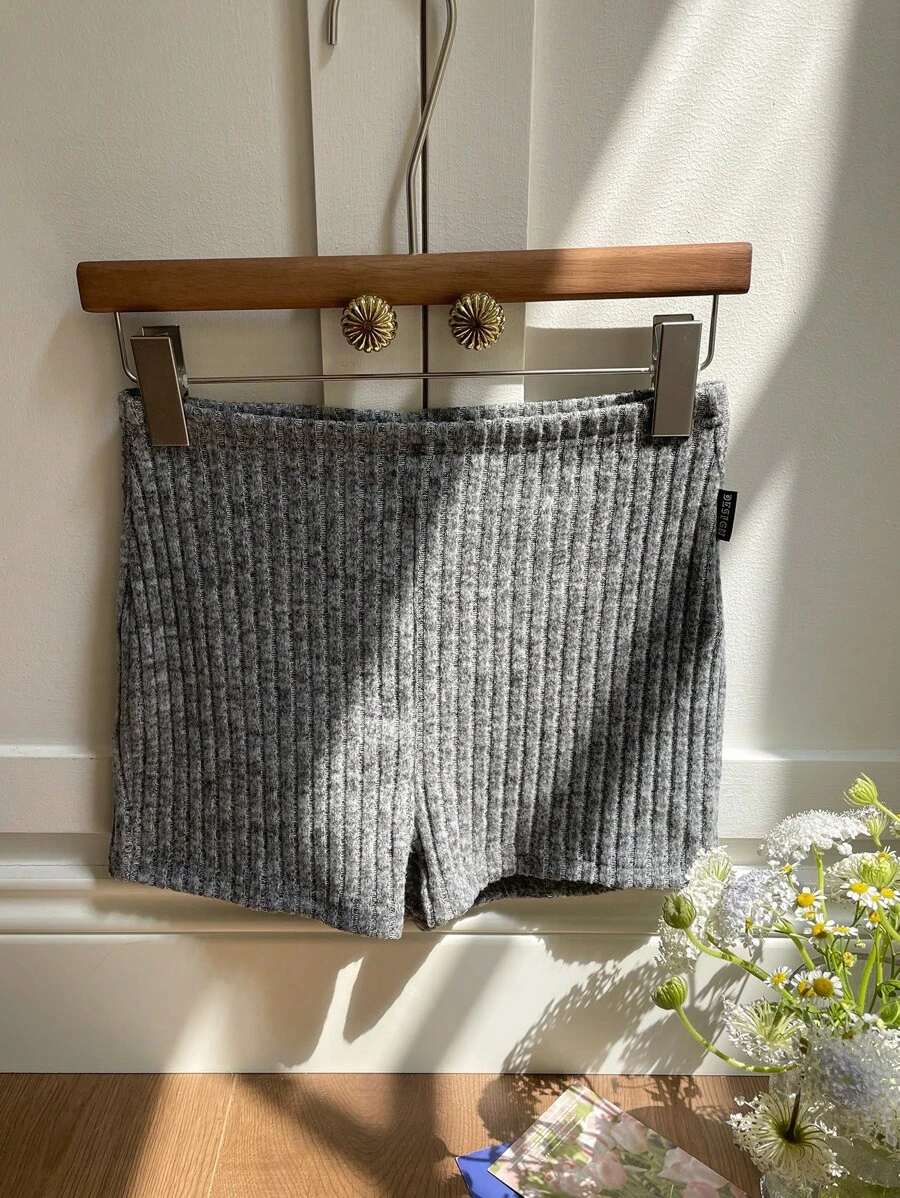 SHEIN EZwear Conjunto de verano shorts de ciclista de punto jaspeado