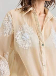 Ontre Moda de mujer Otoño 2025 - Camisa casual de manga larga con estampado floral de estilo rural retro de los años 2000, apta para la oficina, negocios, citas, viajes y fiestas