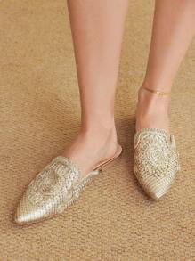 Styleloop Women Flat Casual Shoes, Versatile & Practical - Gold - View 2