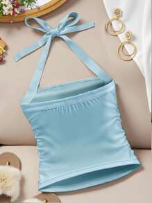 INAWLY Top con spalline annodate estivo casual da donna con stampa farfalla e arricciature