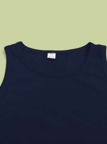 2件装少女纯色蓝白针织吊带背心