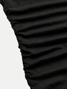 SHEIN Vestido casual para meninas adolescentes, estilo urbano, preto, com fenda na coxa, justo, roupa de família combinando para o verão