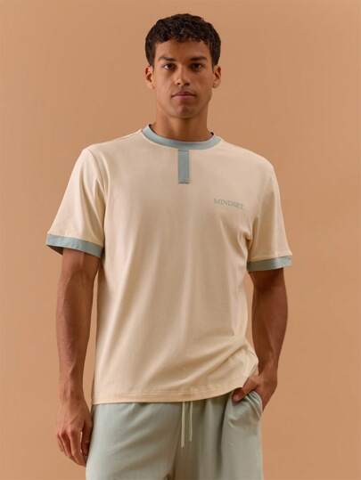 Musero 撞色领口细节超大标语T恤 春夏假日度假