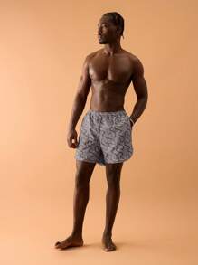 Musero Short de bain à motif pour hommes, printemps, été, vacances - Multicolore - Voir 4