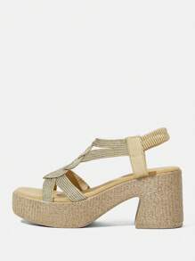 Styleloop Women Woven Platform Sandals, Natural Boho Style Suitable For Beach, Party, Outing, Pair With Dress Or Casual Pants - Brown - View 3