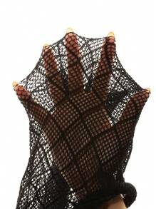 SHEIN CURVE+ Plus Size Women's Mesh Fabric Sexy Ankle-Length Leggings - Black - View 4