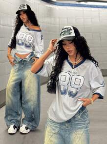 StreetHx 街头服饰女装夏季大字母印花短袖T恤