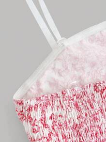 SHEIN Girlism 少女梭织花卉印花宽松抹胸连衣裙，女士休闲/婚礼宾客/毕业/太阳裙，复活节/度假连衣裙，骑行短裤，波西米亚/波西米亚风服装，夏季短裤，海滩度假装