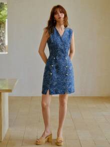 MOTF PREMIUM 佩斯利印花提花牛仔连衣裙