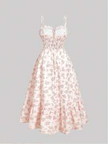 SHEIN MOD Vestido blanco de talla grande para mujer con cintura ajustada, sin mangas, a media pierna, con parches de encaje floral y unicolor - Multicolor - Ver 2