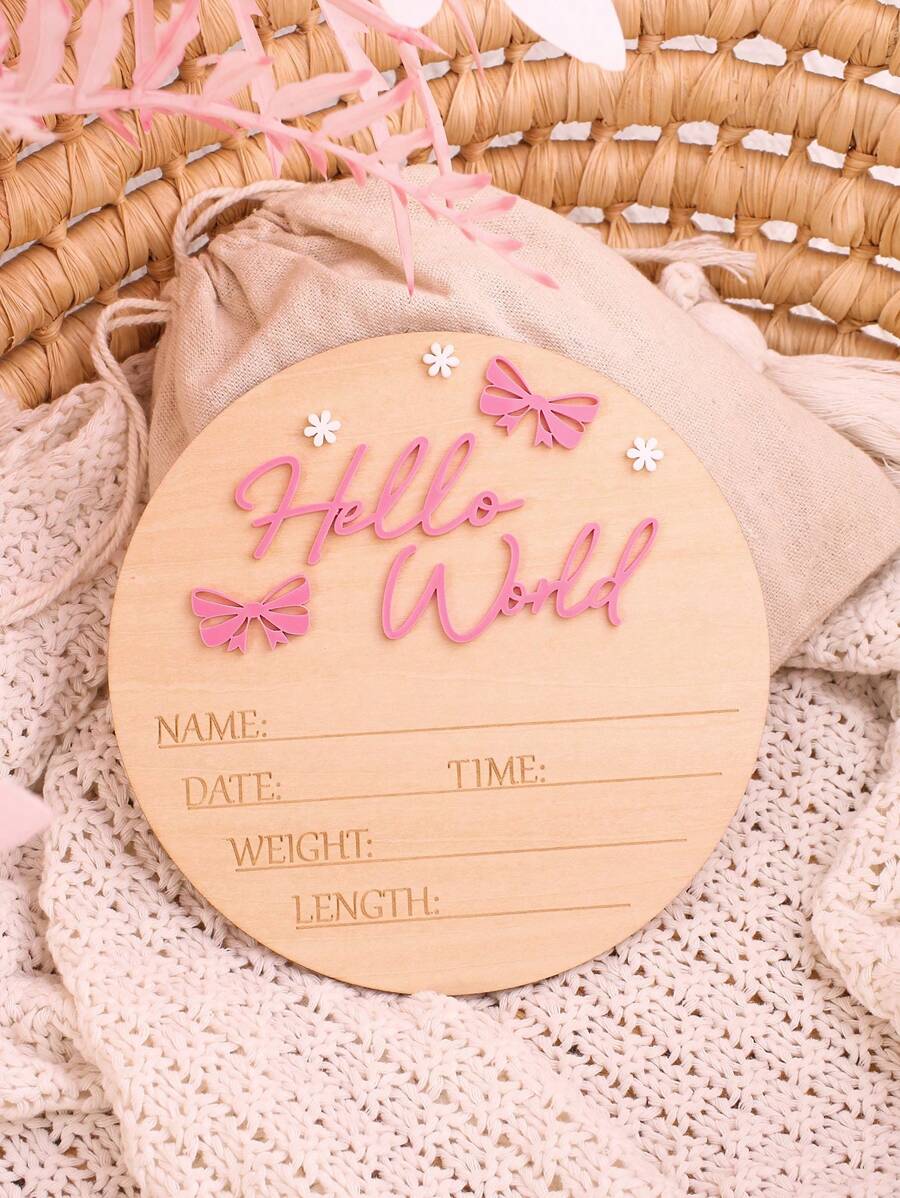 SHEIN Newborn Baby Birth Ceremony Photography Set Newborn Announcement Sign Hello World Newborn Girl Sign Baby Girl Newborn Announcement Fall Winter - Multicolor - View 1