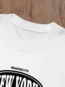 Manfinity Dauomo Camiseta de hombre con estampado de letras y parches de verano