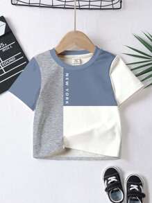 SHEIN 3pcs/Set Young Boys' Casual Classic Colorblock Mix Print Pattern Comfortable Short Sleeve T-Shirts, Suitable For Spring And Summer - Multicolor - View 4
