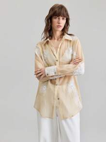 Ontre Moda de mujer Otoño 2025 - Camisa casual de manga larga con estampado floral de estilo rural retro de los años 2000, apta para la oficina, negocios, citas, viajes y fiestas