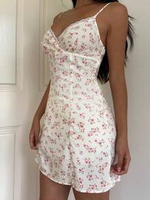 CovetEZ Ditsy Floral & Lace Patchwork Women's Slip Dress,Dresses For Women Summer