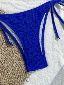 Swim Vcay Vacation Solid Color Blue Bikini Set For Summer - Royal Blue - View 4