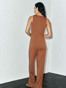 Lumivelle Women's Summer Solid Color Sleeveless Casual Jumpsuit For Everyday & Commuting