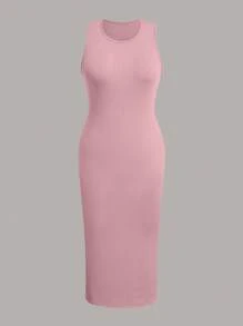 Calvaya Abito elegante e aderente da donna taglie forti, senza maniche, set da 3 pezzi con texture - Multicolore - Visualizzare 3