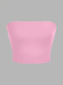 SHEIN EZwear 3件套女士休闲抹胸紧身露脐上衣，适合夏季穿着 - 彩色 - 查看 5