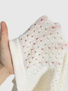 ROMWE MEN Casual Men's Vacation Fashion Open Front Flower Crochet Knit Cardigan, Summer - Apricot - View 1