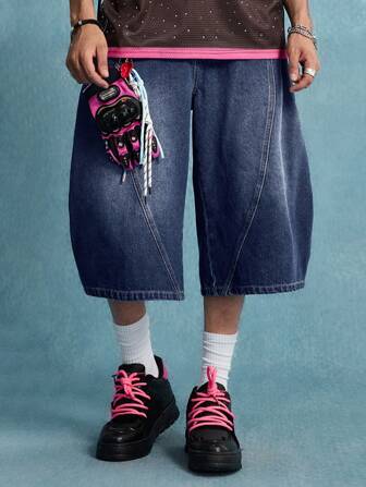 Street Life Jeans de mezclilla casual de hombre con bordado de letras lavado