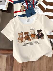 3pcs/Pack Baby Boy Casual Minimalist Round Neck Short Sleeve Loose T-Shirt, Suitable For Summer
